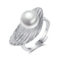 Feather Shape Design 925 Silver Freshwater Pearl Rings